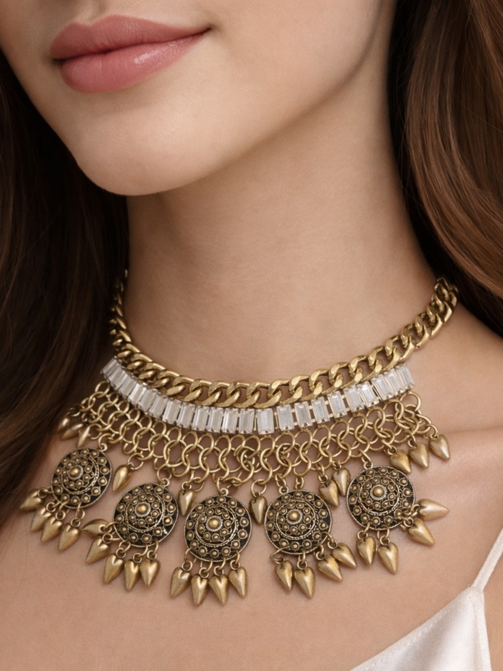 Gold Statement Bib Necklace - Women Jewelry